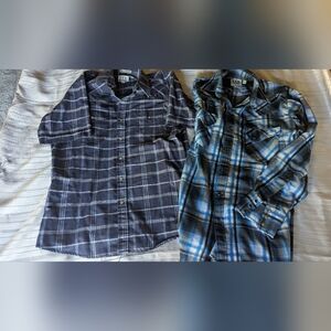 Eli Cattleman's Men's Plaid Button-Up Shirt Lot Of 2 Size Medium